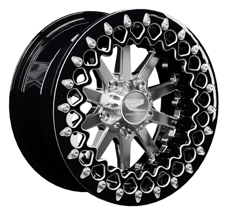 Element Trail & Dirt wheel in Contrast — gloss black barrel, silver center, contrast machined V.2 beadlock ring